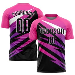 Custom Uniform Black-White Sublimation Pink Jersey Soccer