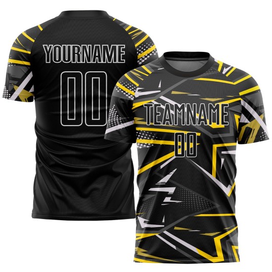 Black Jersey Soccer Sublimation Black-Gold Custom Uniform Black Jersey Soccer Sublimation Black-Gold Custom Uniform