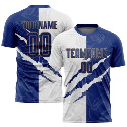 Soccer Graffiti Sublimation Jersey Gold Scratch White-Old Pattern Uniform Custom Royal