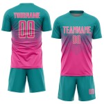 Uniform Teal Custom Soccer Pink-Cream Sublimation Jersey