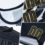 Jersey Soccer Graffiti Black-Old Scratch Sublimation Gold Pattern Uniform Custom