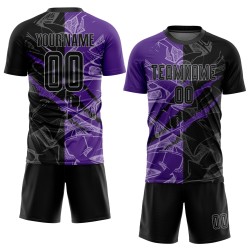 Sublimation Graffiti Jersey Black Pattern Purple-Gray Uniform Soccer Custom Scratch