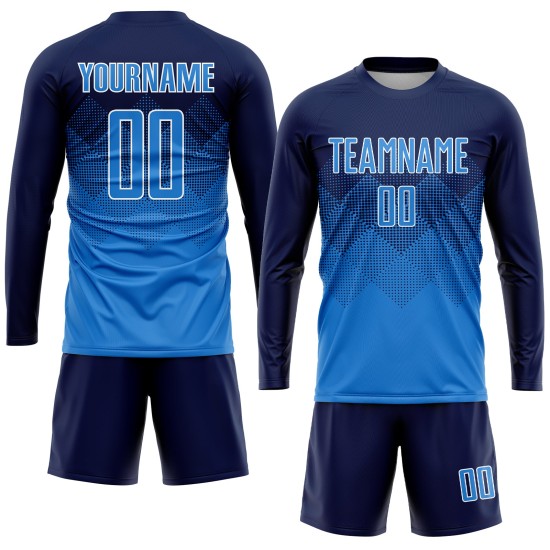 Navy Custom Sublimation Blue-White Jersey Uniform Powder Soccer