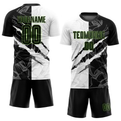 Uniform Sublimation Jersey Pattern Soccer Green Custom Black-Neon Graffiti Scratch
