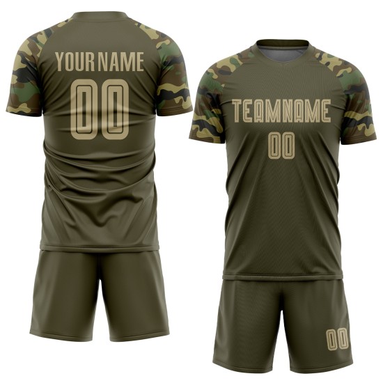 Soccer Service Vegas Sublimation To Uniform Jersey Custom Olive Gold-Camo Salute