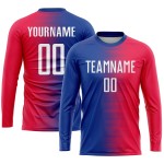 Red Sublimation Custom Uniform Jersey Soccer White-Royal