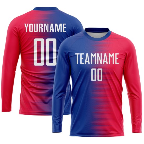 Red Sublimation Custom Uniform Jersey Soccer White-Royal