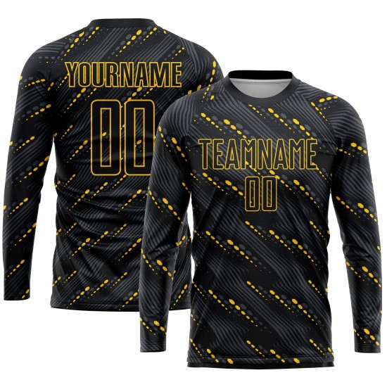 Uniform Jersey Black-Gold Custom Sublimation Soccer Black