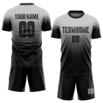 Custom Soccer Black Fashion Sublimation Fade Jersey Uniform Gray