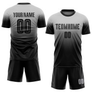 Custom Soccer Black Fashion Sublimation Fade Jersey Uniform Gray