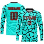 Sublimation Red-Black Soccer Uniform Jersey Aqua Custom