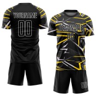 Black Jersey Soccer Sublimation Black-Gold Custom Uniform