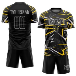 Black Jersey Soccer Sublimation Black-Gold Custom Uniform