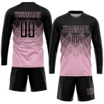 Custom Light Pink Uniform Black Jersey Sublimation Soccer