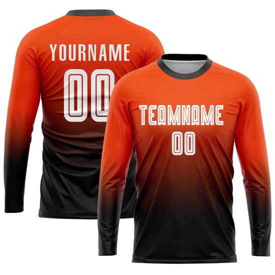 Jersey Orange Uniform Fade Sublimation Custom Fashion Soccer White-Black