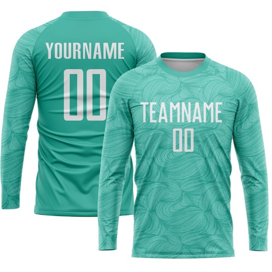 Aqua Uniform Sublimation White Jersey Soccer Custom