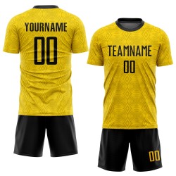 Gold Uniform Jersey Sublimation Custom Black Soccer