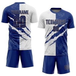 Soccer Graffiti Sublimation Jersey Gold Scratch White-Old Pattern Uniform Custom Royal