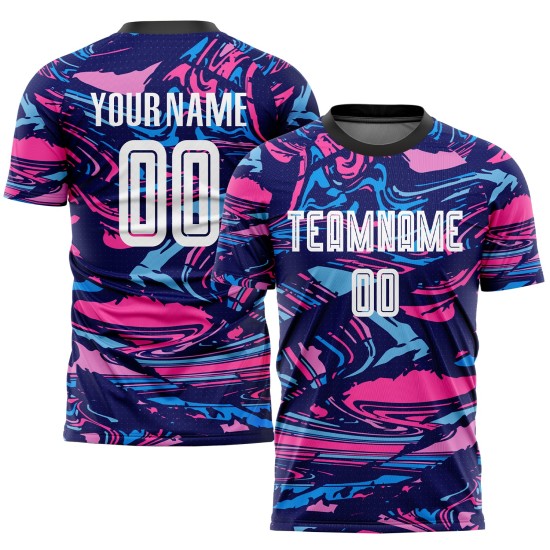 Figure Sublimation Uniform Soccer Custom White-Pink Jersey