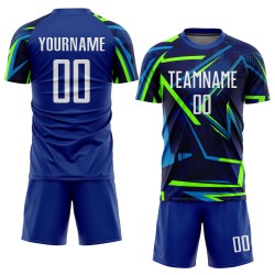 Soccer Sublimation White-Neon Custom Green Uniform Jersey Royal