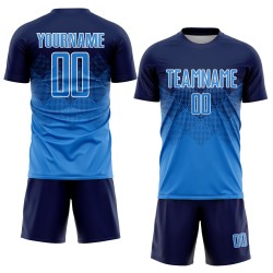 Navy Custom Sublimation Blue-White Jersey Uniform Powder Soccer