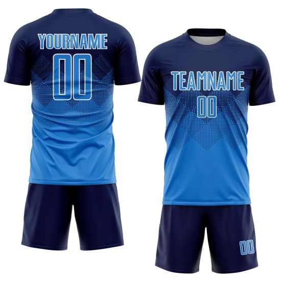 Navy Custom Sublimation Blue-White Jersey Uniform Powder Soccer