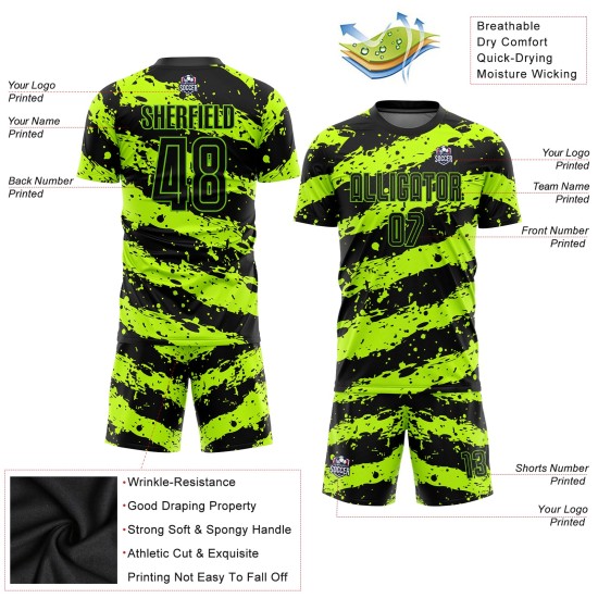 Jersey Green Neon Soccer Custom Uniform Black Sublimation