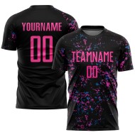 Custom Pink-Light Sublimation Black Jersey Blue Uniform Soccer