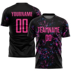 Custom Pink-Light Sublimation Black Jersey Blue Uniform Soccer