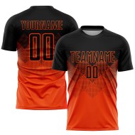 Black Gradient Custom Shape Orange Soccer Jersey Sublimation Square Uniform