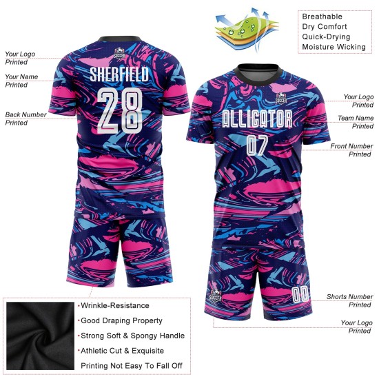 Figure Sublimation Uniform Soccer Custom White-Pink Jersey