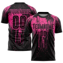Pink Black Sublimation Custom Soccer Uniform Jersey