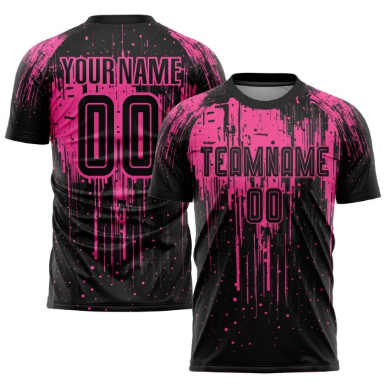 Pink Black Sublimation Custom Soccer Uniform Jersey