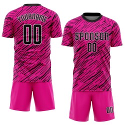 Custom Soccer Jersey Pink Uniform Sublimation Black-White