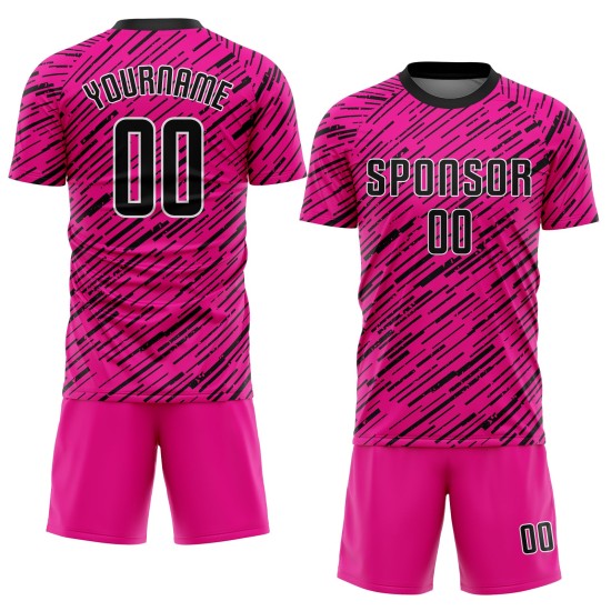 Custom Soccer Jersey Pink Uniform Sublimation Black-White