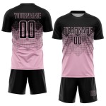 Custom Light Pink Uniform Black Jersey Sublimation Soccer