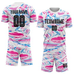 Uniform Figure Sublimation Soccer Jersey Black-Pink Custom