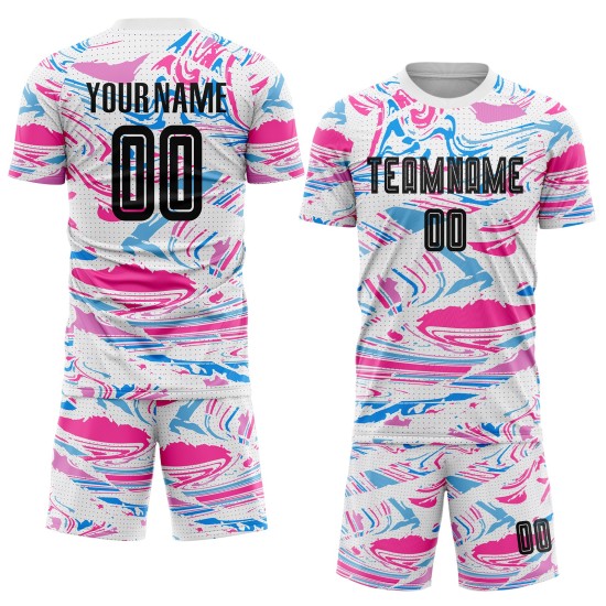 Uniform Figure Sublimation Soccer Jersey Black-Pink Custom
