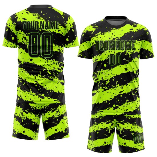 Jersey Green Neon Soccer Custom Uniform Black Sublimation