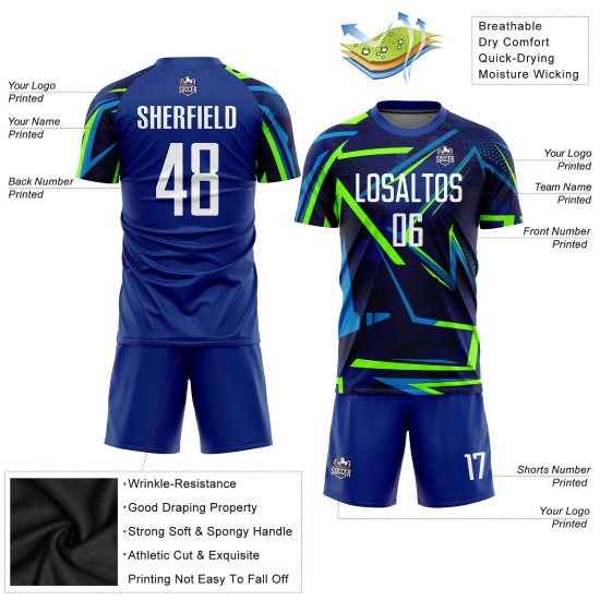 Soccer Sublimation White-Neon Custom Green Uniform Jersey Royal