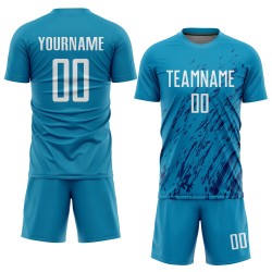 Soccer Jersey White-Black Blue Sublimation Panther Custom Uniform