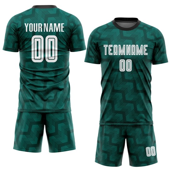 White-Black Jersey Uniform Custom Soccer Green Sublimation