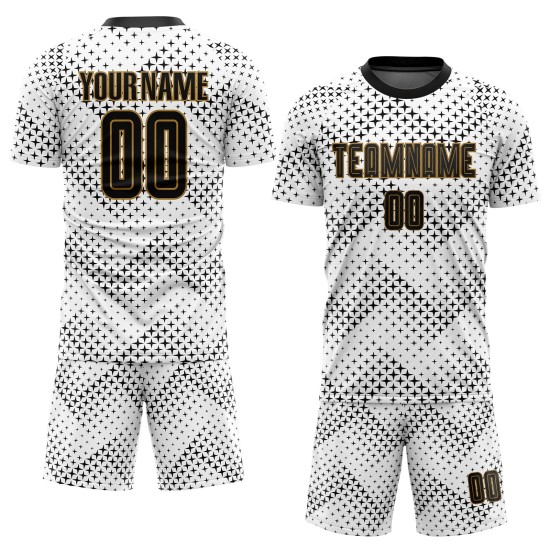 Jersey Uniform Soccer Sublimation Custom Black-Old White Gold
