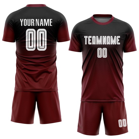 Fade Uniform Sublimation White-Crimson Jersey Black Custom Fashion Soccer
