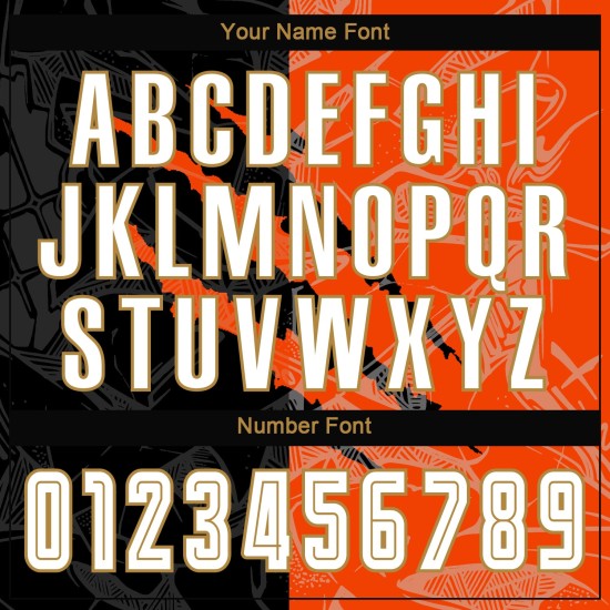 Uniform Pattern Custom Black Gold Soccer Graffiti Scratch Orange-Old White Sublimation Jersey