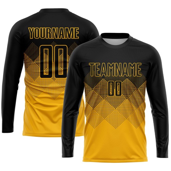 Custom Sublimation Uniform Black Gold Soccer Jersey