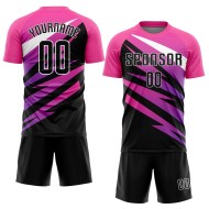 Custom Uniform Black-White Sublimation Pink Jersey Soccer