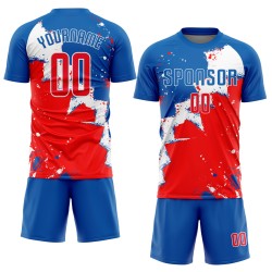 Sublimation Red-White Uniform Soccer Custom Jersey Royal