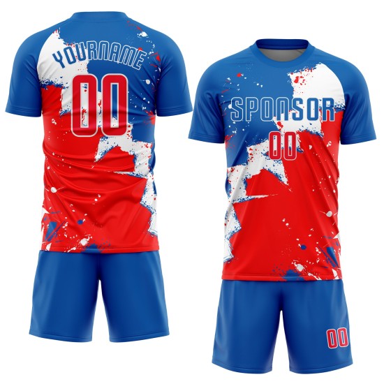Sublimation Red-White Uniform Soccer Custom Jersey Royal