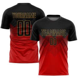 Custom Red Sublimation Uniform Jersey Gold Soccer Black-Old